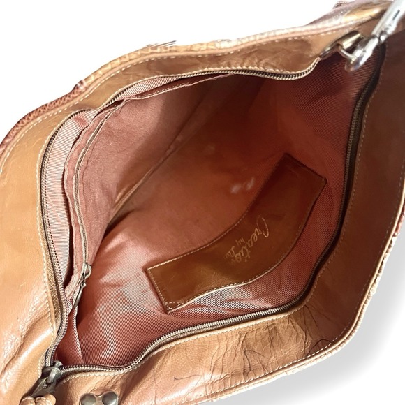 Vintage Creations By Lama Snakeskin Leather Clutch Shoulder Bag Brown Patchwork - Picture 6 of 10